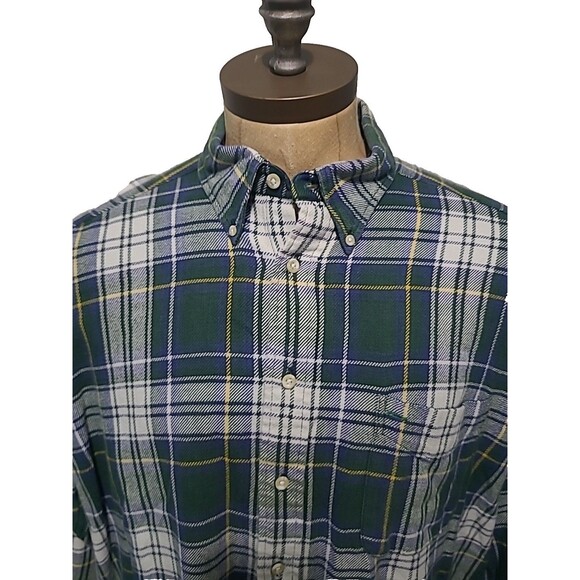 Vtg Tommy Hilfiger Flannel Shirt Mens XL Green Blue Plaid Heavyweight Preppy Y2K - Picture 3 of 12